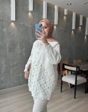 beyaz taşlı kot  çeket