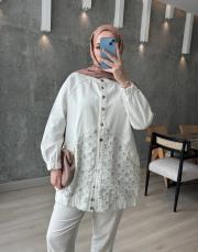 beyaz taşlı kot  çeket 2