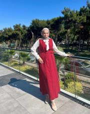 bordo jile elbise v 2