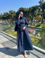 lacivert kuşaklı elbise 2