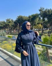 lacivert kuşaklı elbise 3