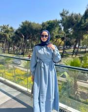 mavi kuşaklı elbise 2