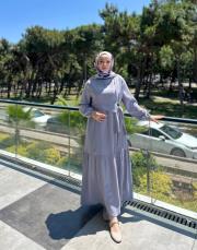 gri manolya elbise