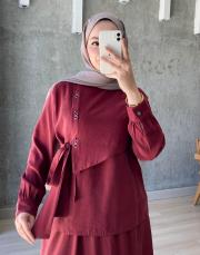 bordo lisa etekli takım 2