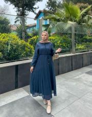 lacivert neira elbise