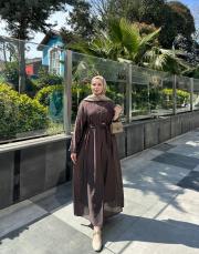 kahverengi vira elbise